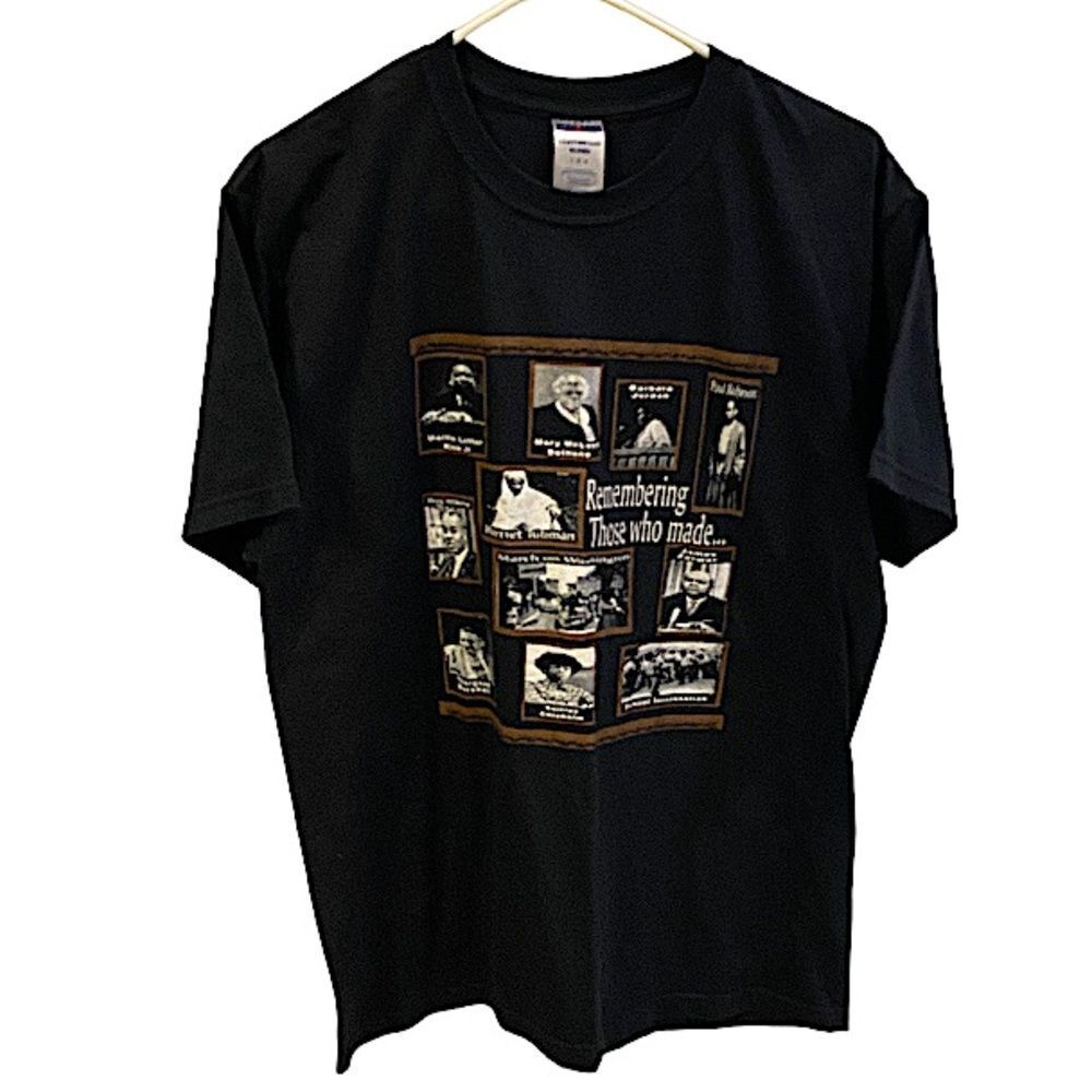 Jerzees Men’s Size Large Black History T-shirt Heavyweight Blend Classic Basic